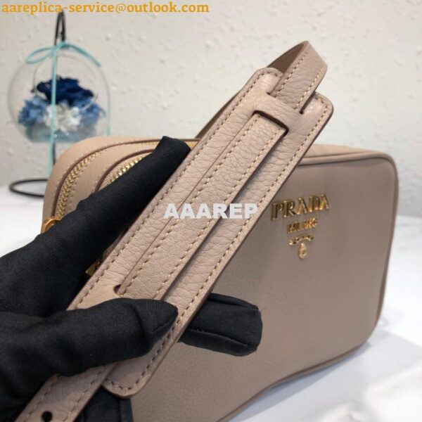 Replica Prada 1BH082 Leather bag with shoulder strap Light Pink Gold 9