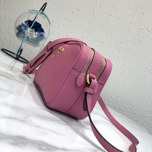 Replica Prada 1BH082 Leather bag with shoulder strap Rose Red Gold 3