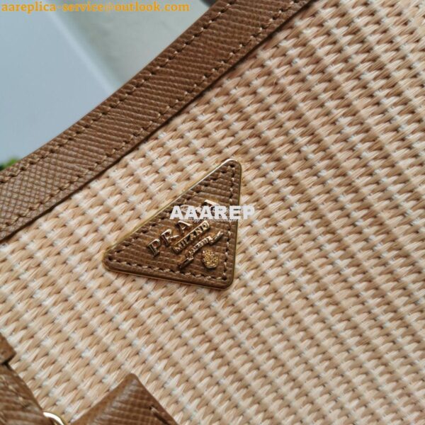 Replica Prada Panier Medium Straw Bag 1ba212 Cognac 4