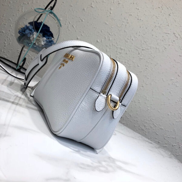 Replica Prada 1BH082 Leather bag with shoulder strap White Gold 3