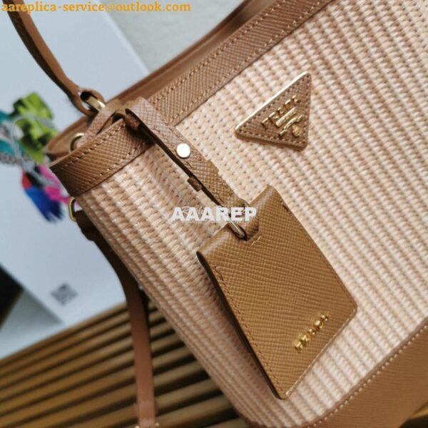 Replica Prada Panier Medium Straw Bag 1ba212 Cognac 5