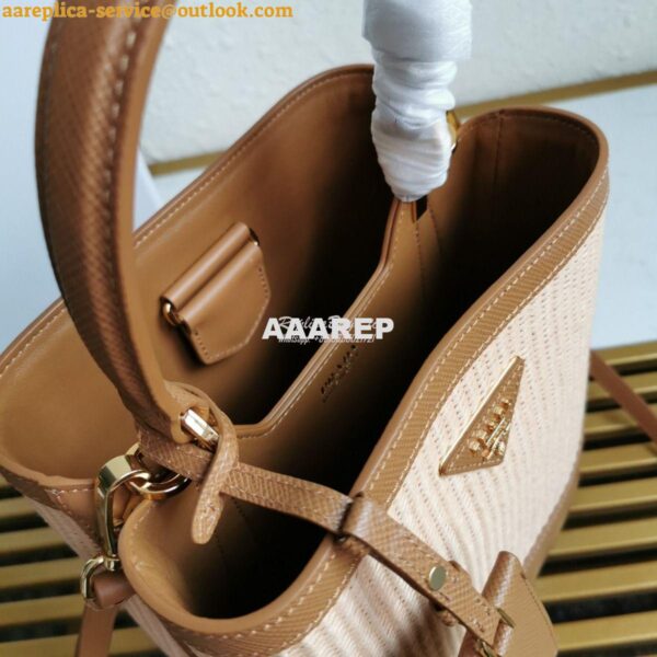 Replica Prada Panier Medium Straw Bag 1ba212 Cognac 6