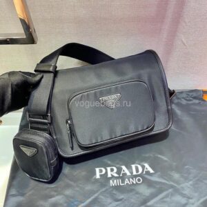 Replica Prada 2VD041 Re Nylon And Saffiano Leather Shoulder Bag in Black