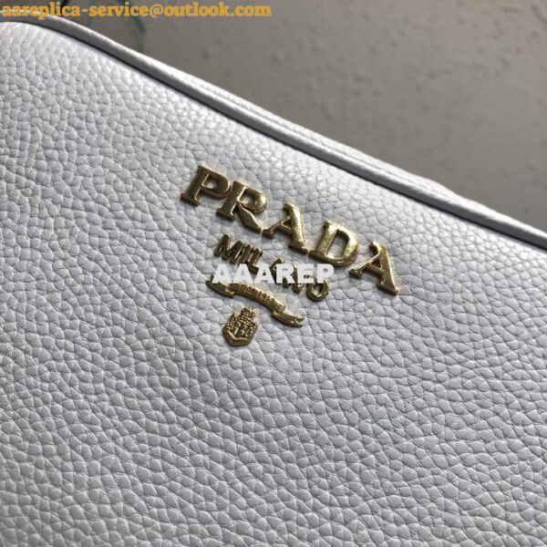 Replica Prada 1BH082 Leather bag with shoulder strap White Gold 4