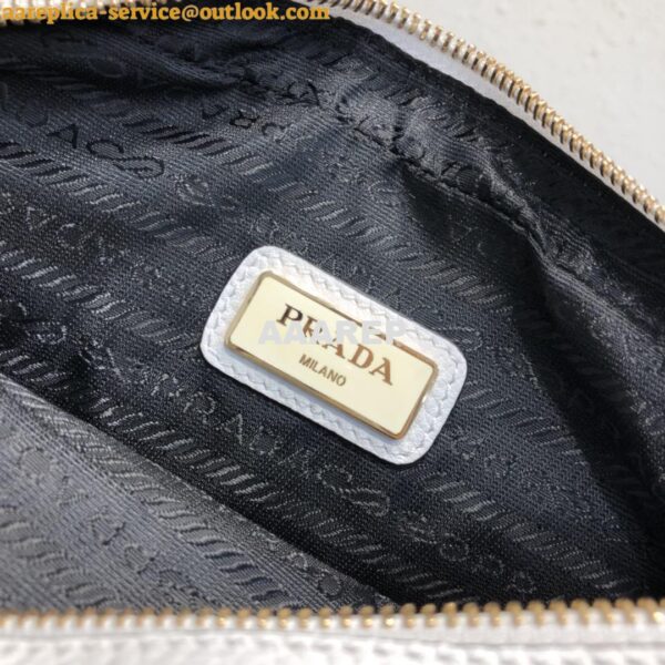 Replica Prada 1BH082 Leather bag with shoulder strap White Gold 8