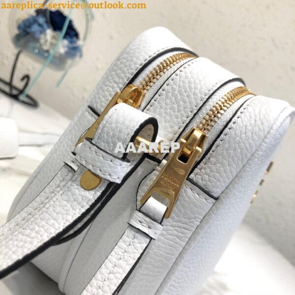 Replica Prada 1BH082 Leather bag with shoulder strap White Gold 9