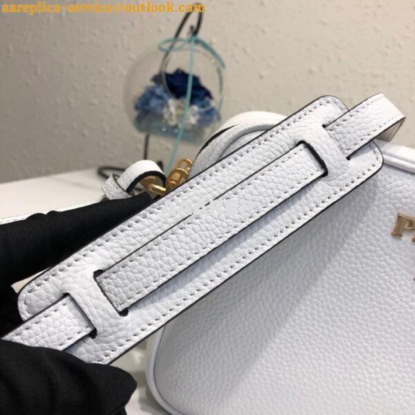 Replica Prada 1BH082 Leather bag with shoulder strap White Gold 10