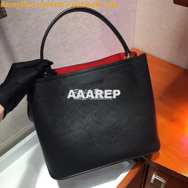 Replica Prada Panier Saffiano Leather Bag 1BA211 Black 7