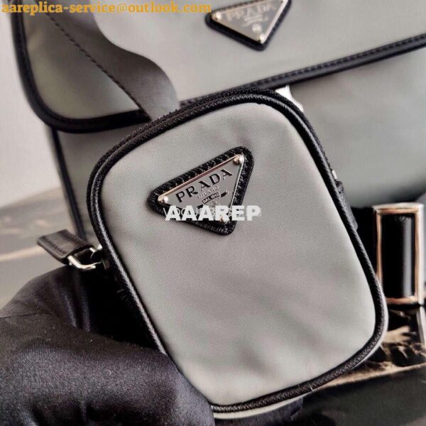 Replica Prada 2VH110 Nylon Cross Body Bag Gray 8