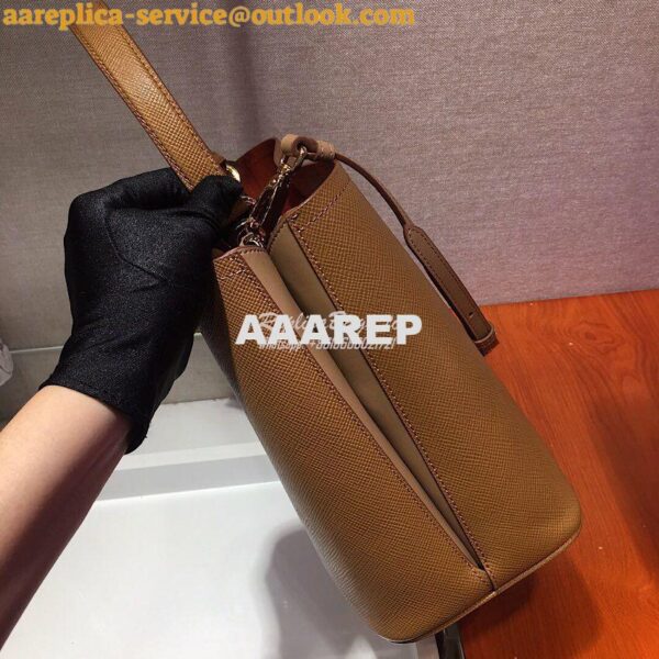 Replica Prada Panier Saffiano Leather Bag 1BA211 Brown 3