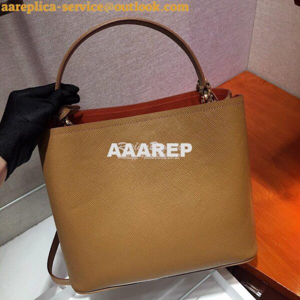 Replica Prada Panier Saffiano Leather Bag 1BA211 Brown 7