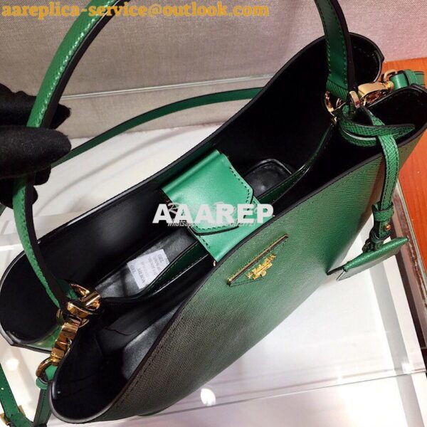 Replica Prada Panier Saffiano Leather Bag 1BA211 Green 4