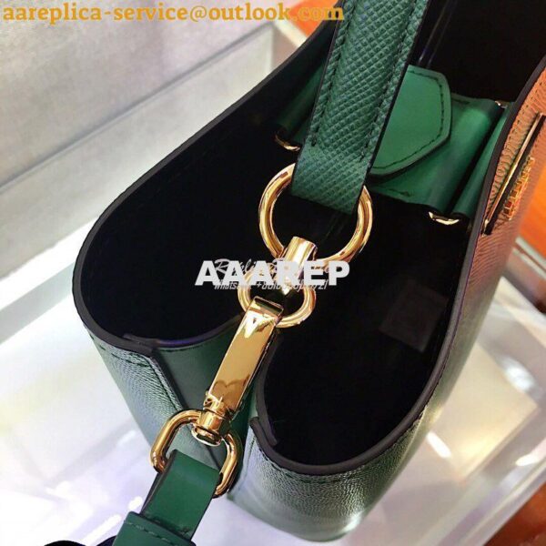 Replica Prada Panier Saffiano Leather Bag 1BA211 Green 6