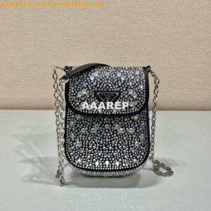 Replica Prada 1BH185 Mini Cleo satin bag with crystals Black