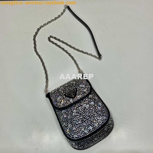 Replica Prada 1BH185 Mini Cleo satin bag with crystals Black 4