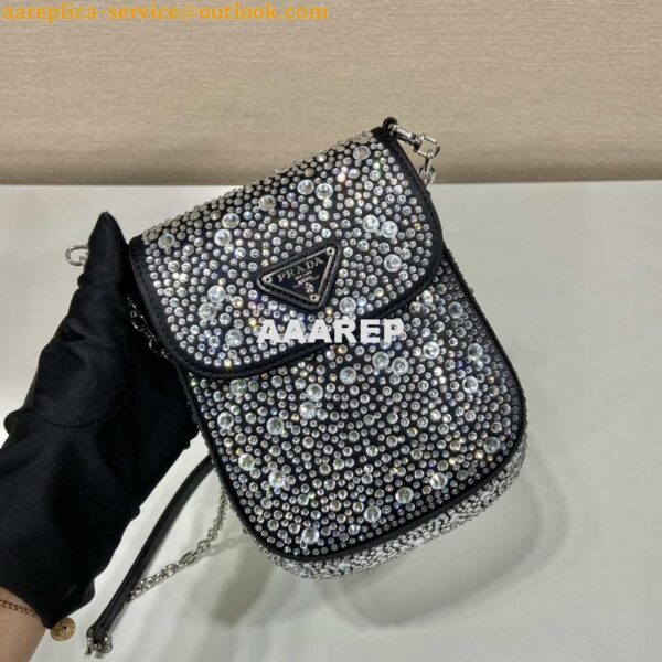 Replica Prada 1BH185 Mini Cleo satin bag with crystals Black 5