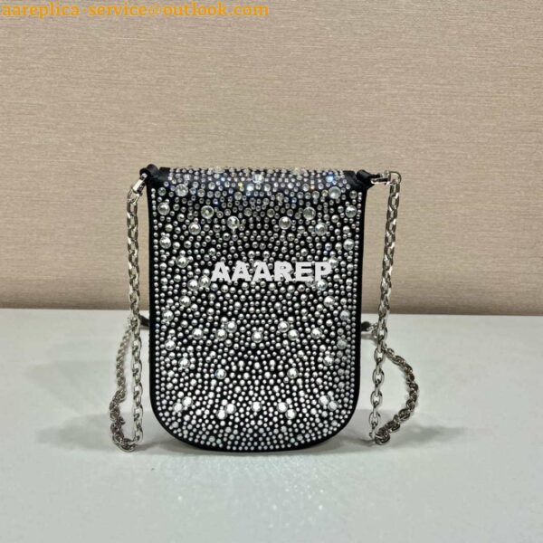 Replica Prada 1BH185 Mini Cleo satin bag with crystals Black 6