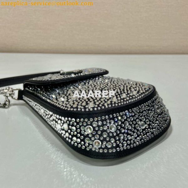 Replica Prada 1BH185 Mini Cleo satin bag with crystals Black 7