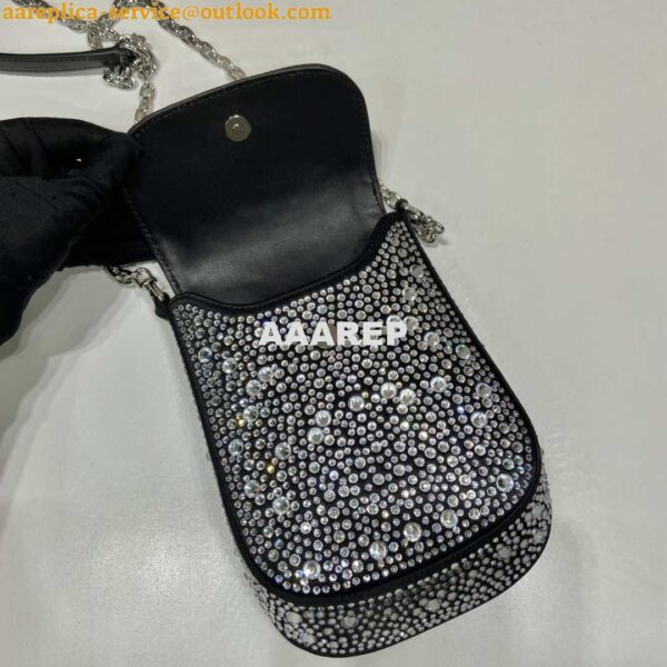 Replica Prada 1BH185 Mini Cleo satin bag with crystals Black 8