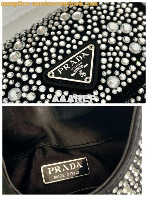 Replica Prada 1BH185 Mini Cleo satin bag with crystals Black 10