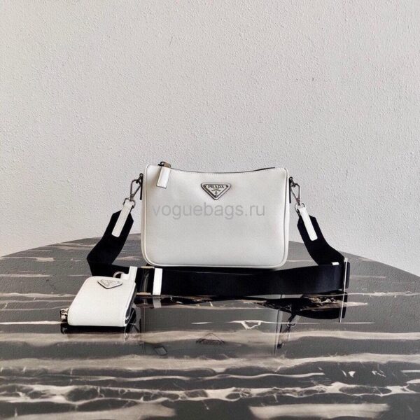 Replica Prada 2VH113 Saffiano leather shoulder Bag in White 3