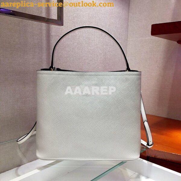 Replica Prada Panier Saffiano Leather Bag 1BA211 White 9