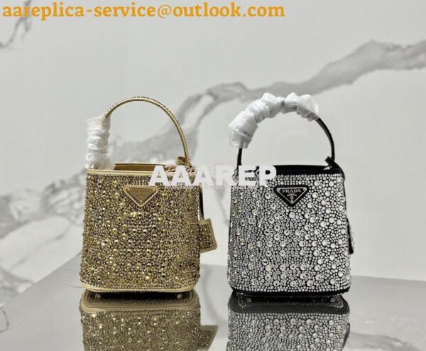 Replica Prada Panier Satin Bag With Crystals 1BA373 Metal