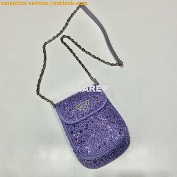 Replica Prada 1BH185 Mini Cleo satin bag with crystals Purple 3