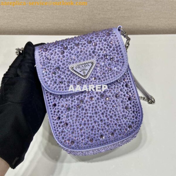 Replica Prada 1BH185 Mini Cleo satin bag with crystals Purple 4