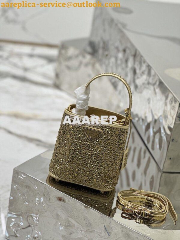 Replica Prada Panier Satin Bag With Crystals 1BA373 Platinum