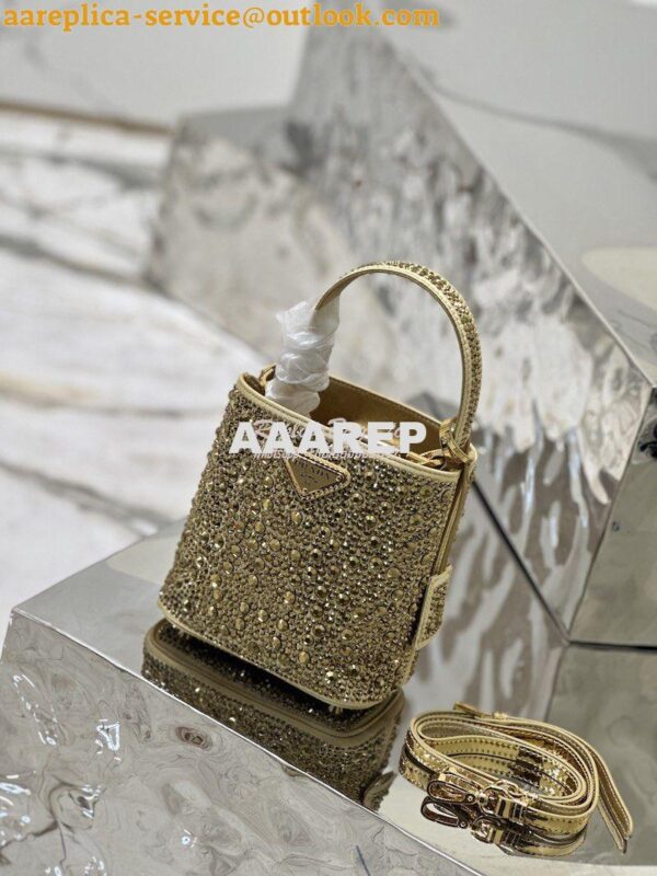 Replica Prada Panier Satin Bag With Crystals 1BA373 Platinum 2