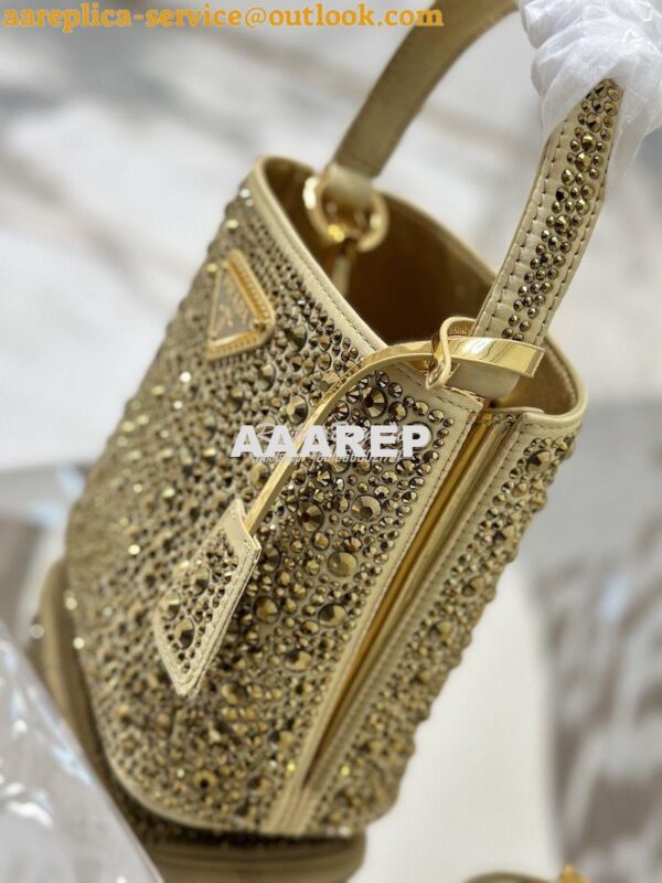 Replica Prada Panier Satin Bag With Crystals 1BA373 Platinum 3