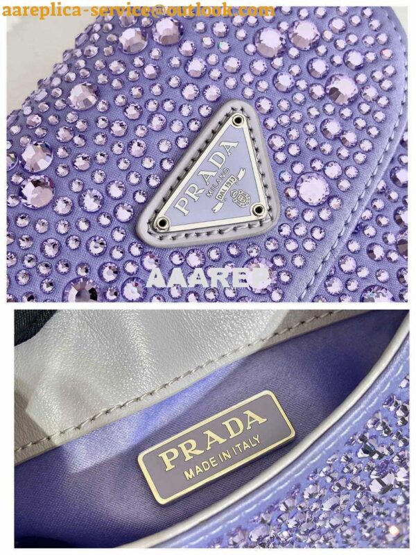 Replica Prada 1BH185 Mini Cleo satin bag with crystals Purple 8