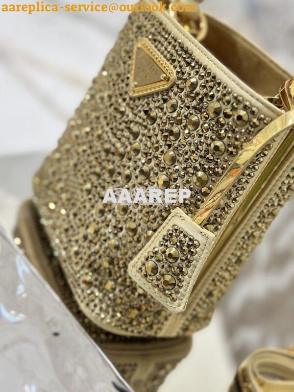 Replica Prada Panier Satin Bag With Crystals 1BA373 Platinum 4