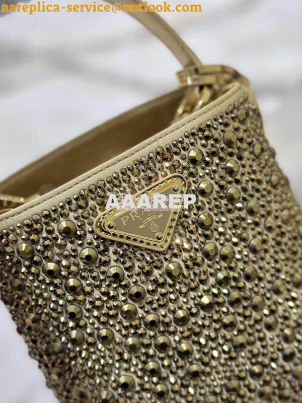 Replica Prada Panier Satin Bag With Crystals 1BA373 Platinum 5