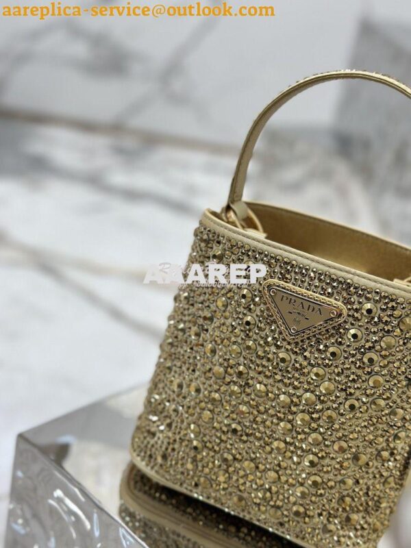 Replica Prada Panier Satin Bag With Crystals 1BA373 Platinum 6