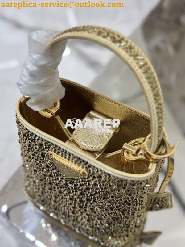 Replica Prada Panier Satin Bag With Crystals 1BA373 Platinum 7