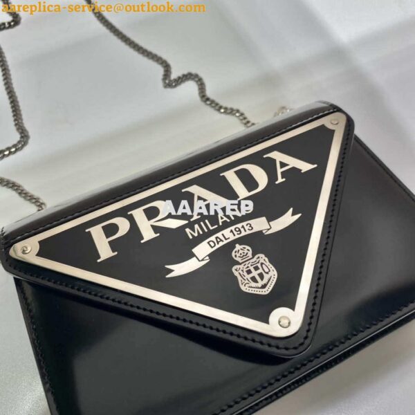 Replica Prada 1BH189 Brushed leather shoulder bag Black 3