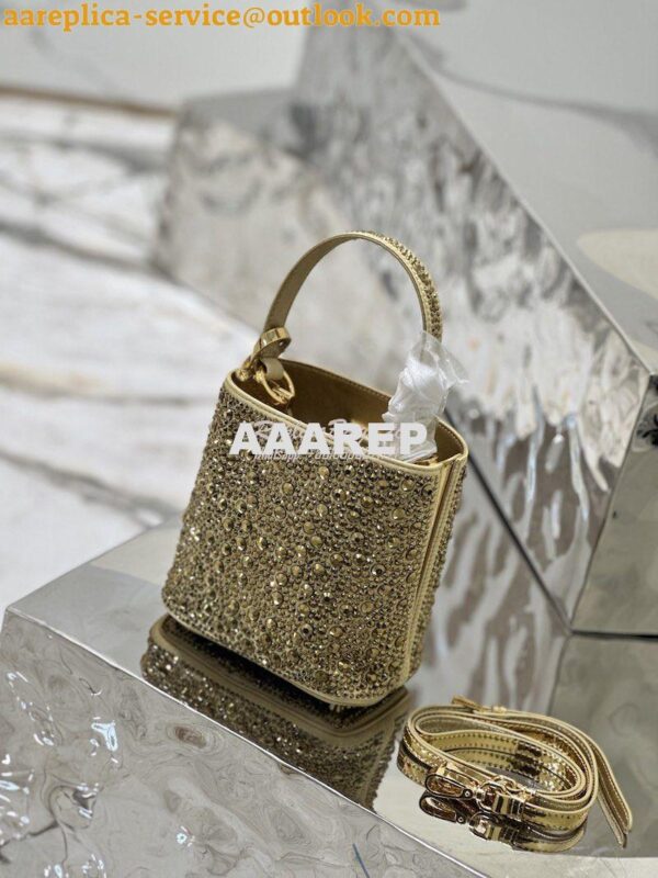Replica Prada Panier Satin Bag With Crystals 1BA373 Platinum 11