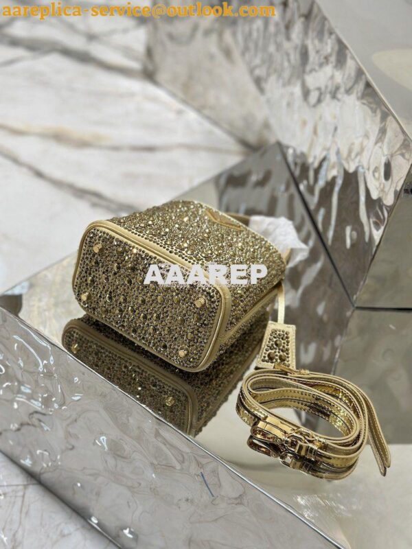 Replica Prada Panier Satin Bag With Crystals 1BA373 Platinum 12