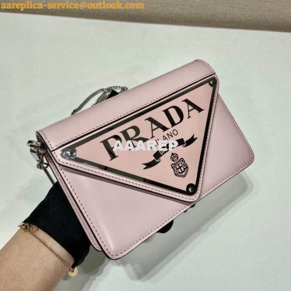 Replica Prada 1BH189 Brushed leather shoulder bag Light Pink 3