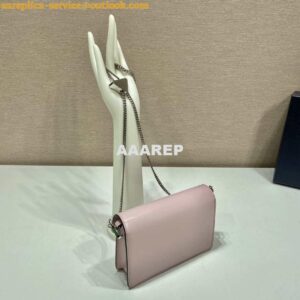 Replica Prada 1BH189 Brushed leather shoulder bag Light Pink 2