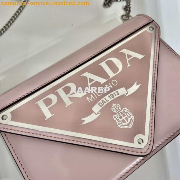 Replica Prada 1BH189 Brushed leather shoulder bag Light Pink 5