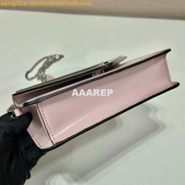 Replica Prada 1BH189 Brushed leather shoulder bag Light Pink 6