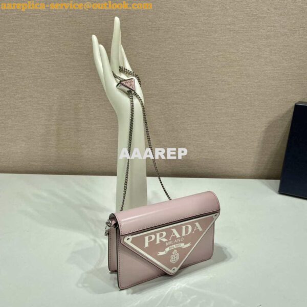 Replica Prada 1BH189 Brushed leather shoulder bag Light Pink 7