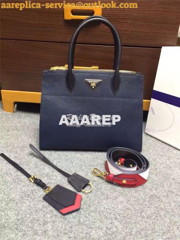 Replica Prada Paradigme Dark Blue Bag with red luggage tag 1ba102 1ba1