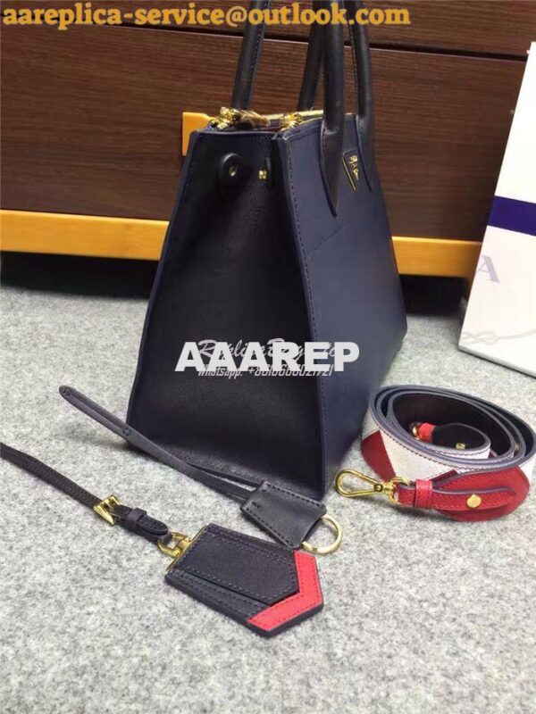 Replica Prada Paradigme Dark Blue Bag with red luggage tag 1ba102 1ba1 2