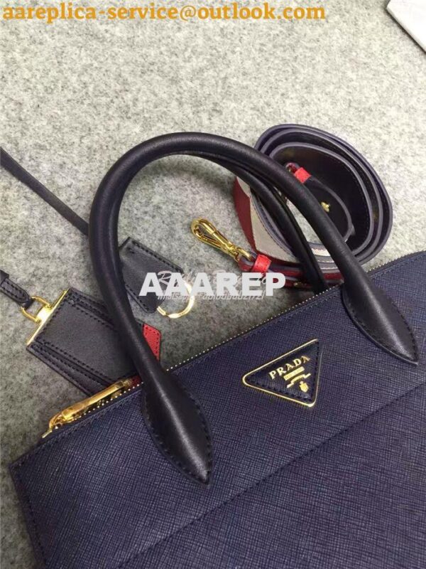 Replica Prada Paradigme Dark Blue Bag with red luggage tag 1ba102 1ba1 3