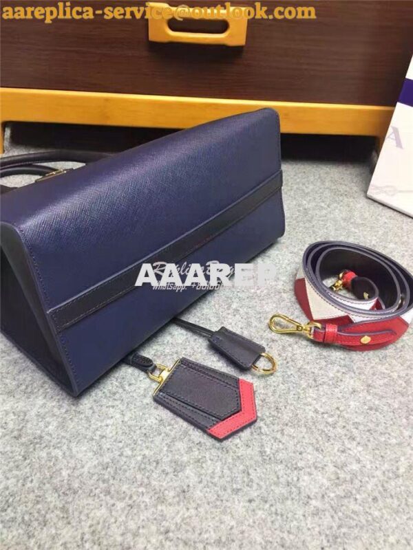 Replica Prada Paradigme Dark Blue Bag with red luggage tag 1ba102 1ba1 5