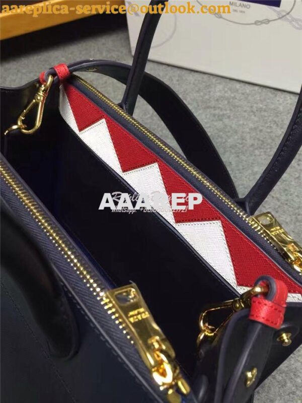 Replica Prada Paradigme Dark Blue Bag with red luggage tag 1ba102 1ba1 8